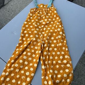 Playful Polka Dot Kids Jumpsuit in Yellow and White